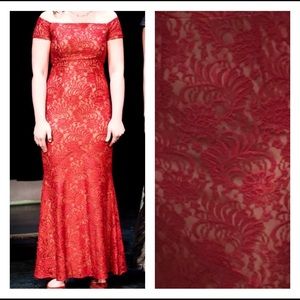 Red Lace Off the Shoulder Formal Dress